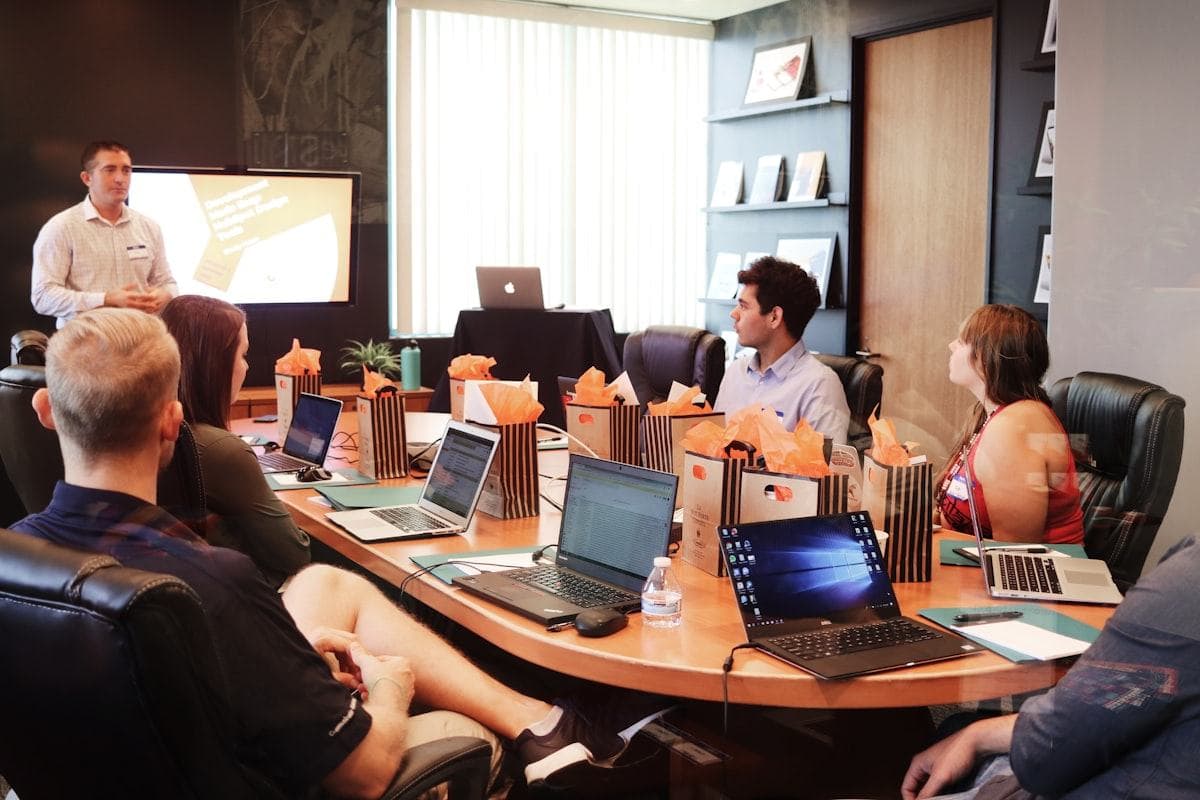Sourcing team reviewing supplier options in a meeting